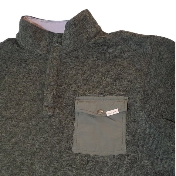 Woolrich 1/4 Snap Pullover Fleece Sweater Men's Sz M Green Polyester Pocket - Picture 2 of 7